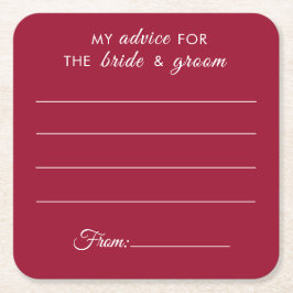 Mein Rat für die Braut & Bräutigam Spaß Rote Hochz Rechteckiger Pappuntersetzer