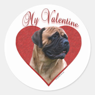Mein Red Bullmastiff Valentine Runder Aufkleber
