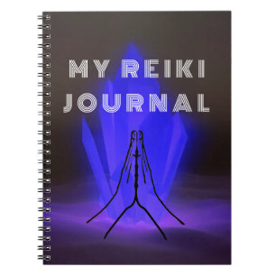 Mein Reiki-Journal mit Händen Notizblock