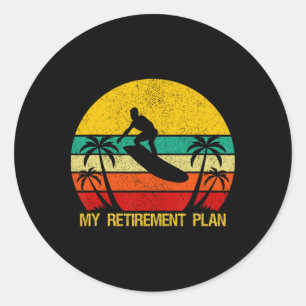 Mein Rentenplan-Surfbrett wird bald in Rente gehen Runder Aufkleber