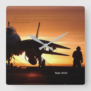 "Mein Rock" Psalm 144:1-2 Quadratische Wanduhr