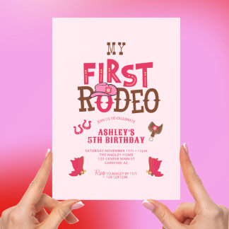 Mein Rodeo Cowgirl Pink 5. Geburtstag Einladung