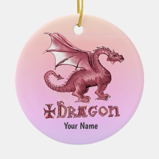 Mein Roter Drache Keramik Ornament (Vorne)