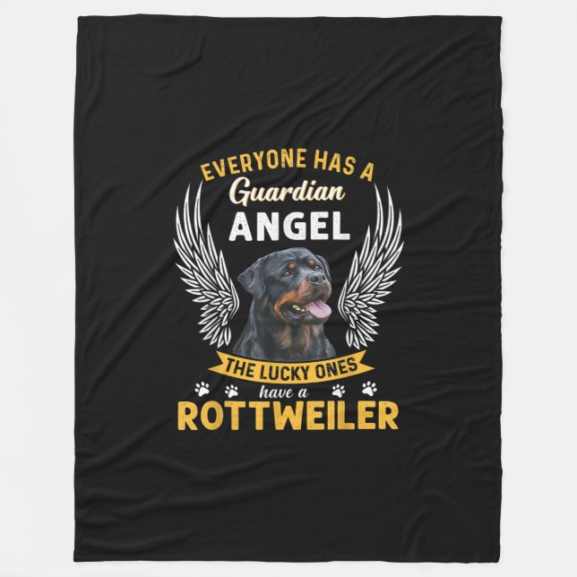 Mein Rottweiler ist ein Schutzengel-Geschenk für L Fleecedecke (Vorderseite)