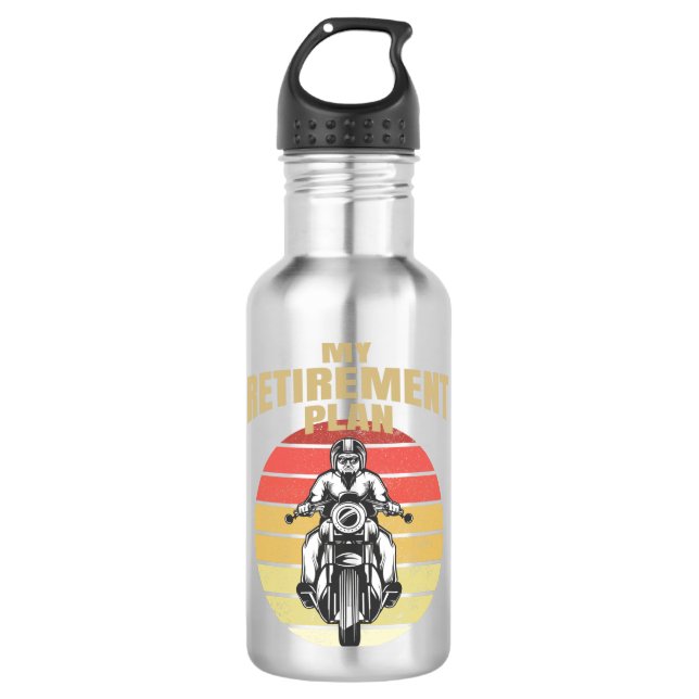 Mein Ruhestandsplan Motorrad Edelstahlflasche (Vorderseite)