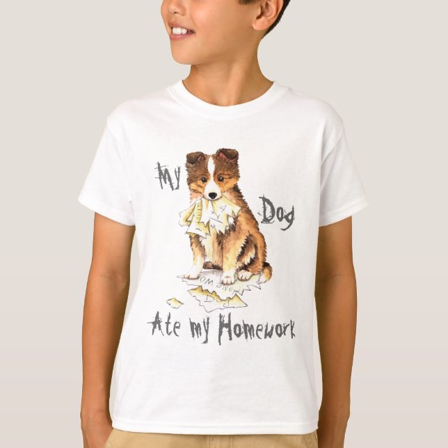 Mein Sheltie aß meine Hausaufgaben T-Shirt (Vorderseite)