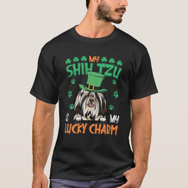 Mein Shih Tzu ist mein glücklicher Charm Irish St  T-Shirt (Vorderseite)
