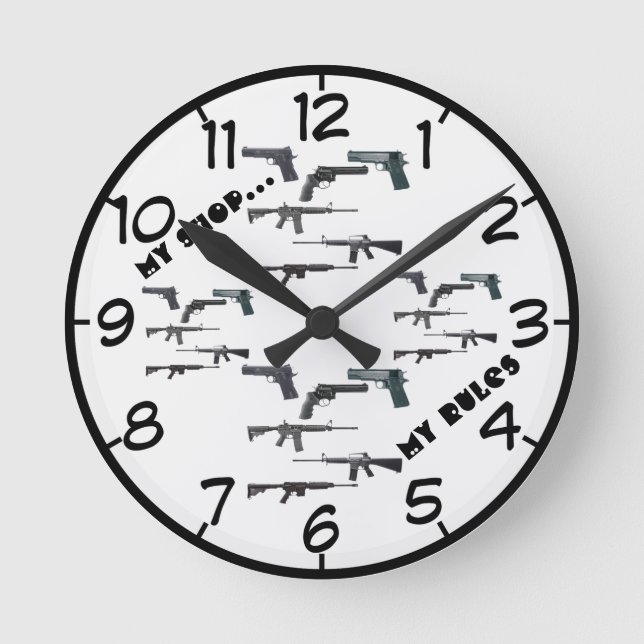 Mein Shop...My Rules Runde Wanduhr (Vorderseite)