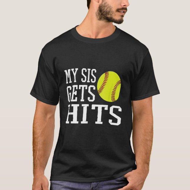 Mein Sis trifft auf Softball Brother Sister Softba T-Shirt (Vorderseite)