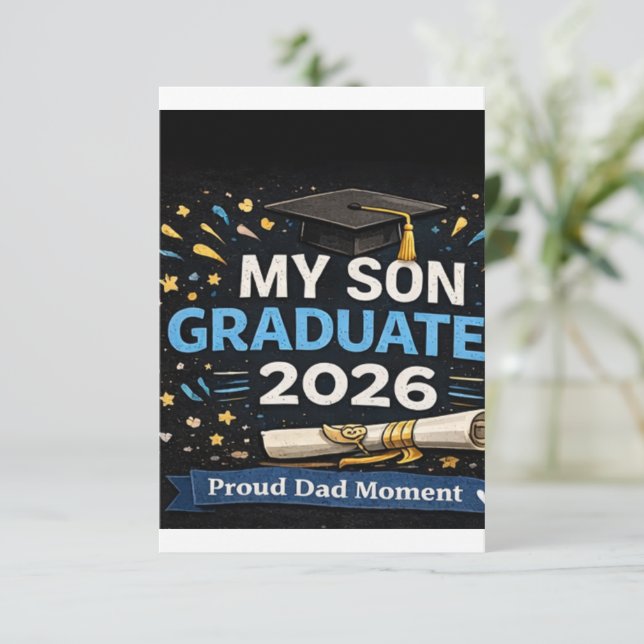 Mein Sohn hat 2026 abgeschlossen Begleitkarte (Stehend Vorderseite)