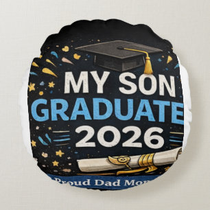 Mein Sohn hat 2026 abgeschlossen Rundes Kissen