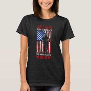 Mein Sohn hat einen Mama-Feuerwehrfeuer mit Rücken T-Shirt