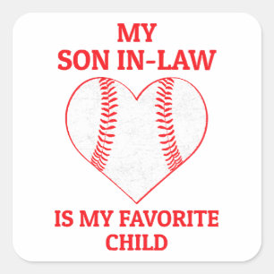 Mein Sohn im Jura ist mein Lieblingskind - Basebal Quadratischer Aufkleber