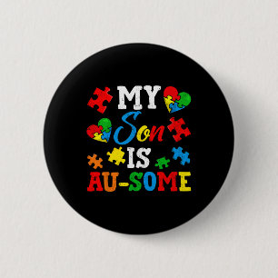 Mein Sohn ist Au-some Autismus-Bewusstseins-Monat- Button