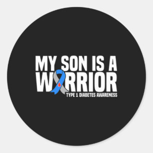 Mein Sohn ist ein Krieger Typ 1 Diabetes Bewusstse Runder Aufkleber