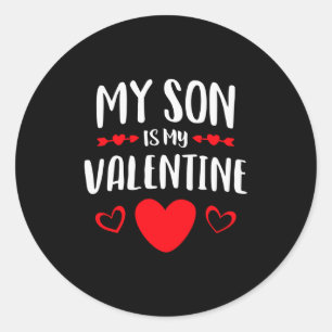Mein Sohn ist mein Valentins-Shirt Mutter Vater Va Runder Aufkleber