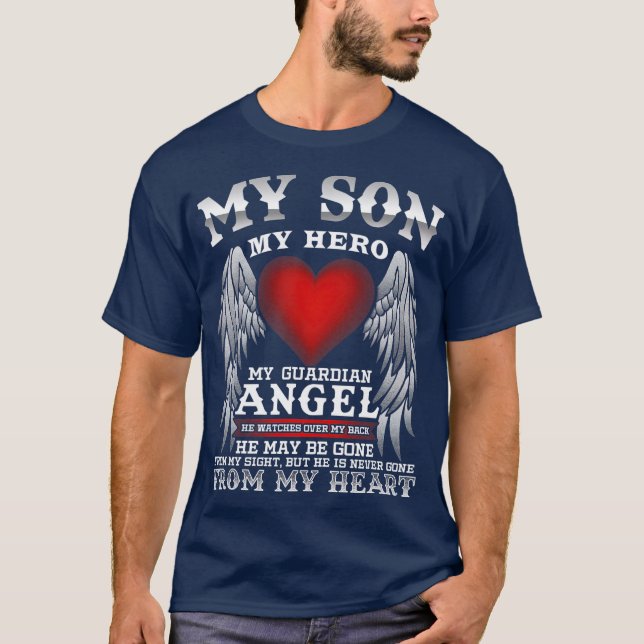 Mein Sohn, mein Held, mein Wächter Angel im Gedenk T-Shirt (Vorderseite)