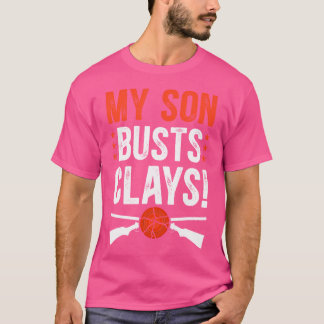 Mein Sohn sprengt Ton Wurfscheibenschießen Vater T T-Shirt