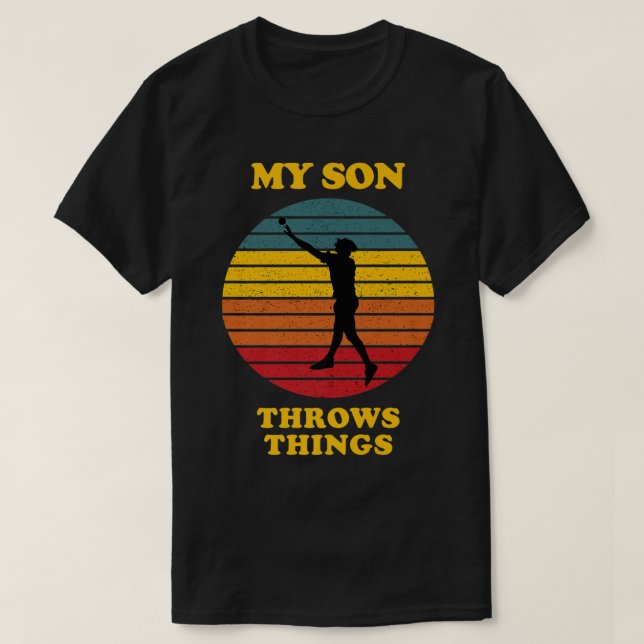 Mein Sohn wirft die Sache Track Eltern Shotput Pre T-Shirt (Design vorne)