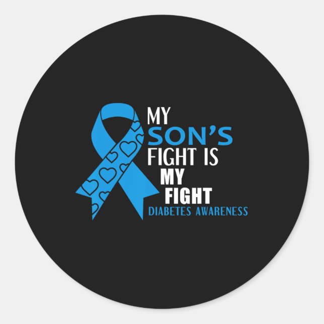 Mein Söhnenkampf ist mein Diabetes Typ 1 Runder Aufkleber (Vorderseite)