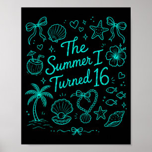 Mein Sommer wird 16 Tropischer Strand Geburtstag Poster