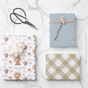 Mein Sonnenschutzpapier-Flachblatt-Set von 3 Geschenkpapier Set