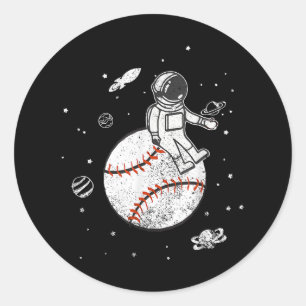 Mein Spiel ist außerirdisch! Baseball Spaceman Runder Aufkleber