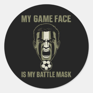 Mein Spielgesicht ist meine Titlemaske Fußball Fan Runder Aufkleber