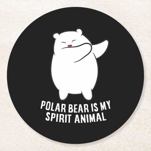 Mein Spirit Animal Polar Bär Niedlicher Polar Bär  Runder Pappuntersetzer (Vorderseite)