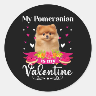 Mein Spitz Hund ist mein Valentine Lover glücklich Runder Aufkleber