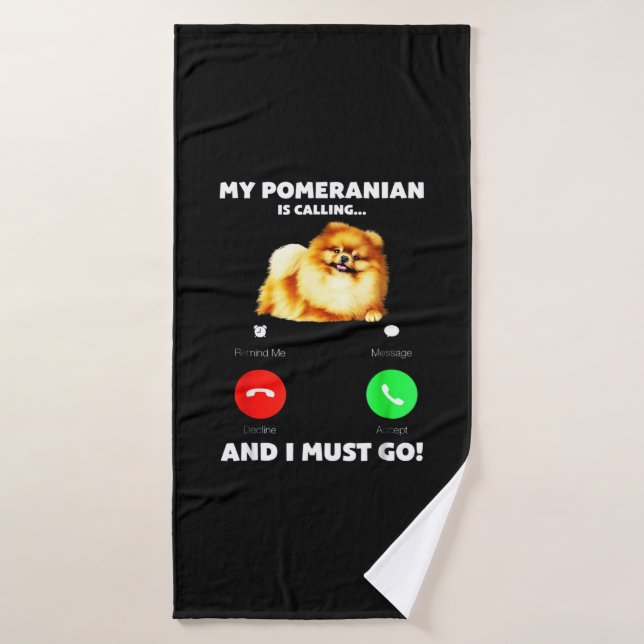 Mein Spitz ruft an und ich muss gehen Badehandtuch (Badehandtuch)