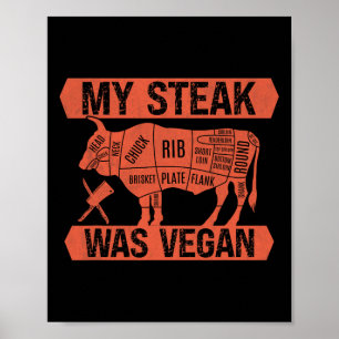 Mein Steak war Veganes Funny Meat Eater Steak Love Poster