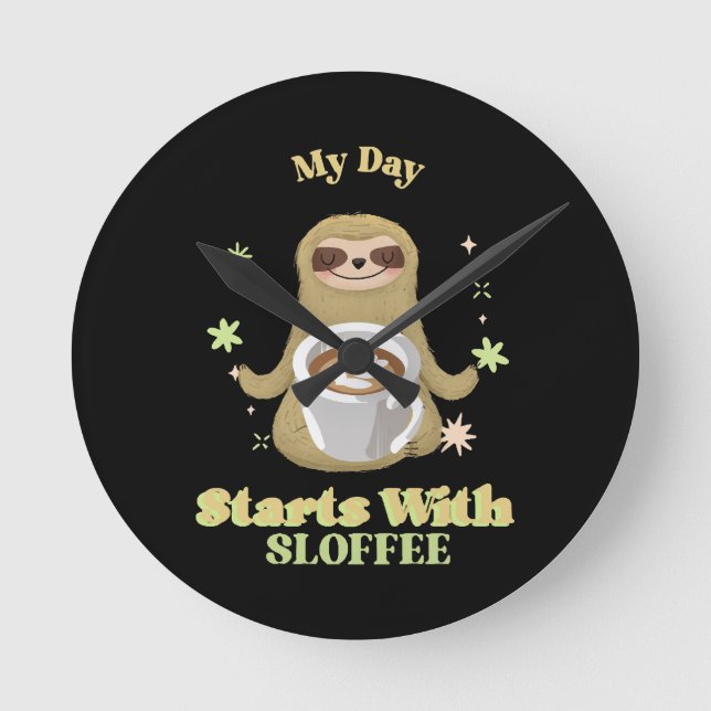 Mein Tag fängt mit Kaffee an Runde Wanduhr (Vorderseite)