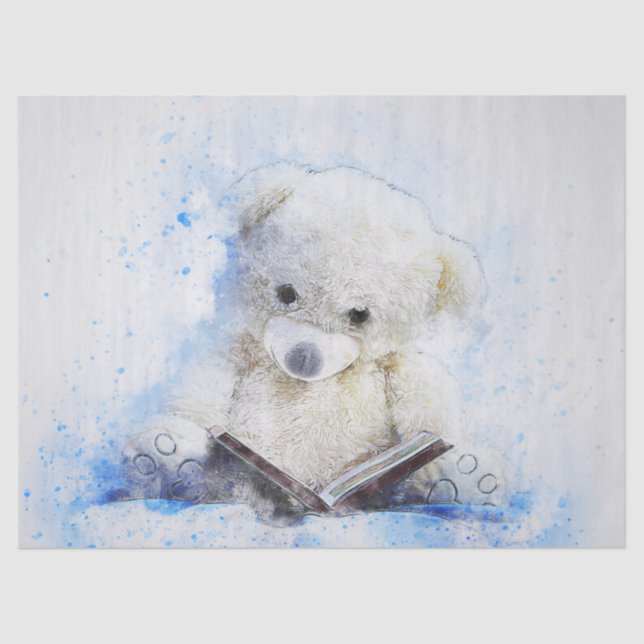Mein Teddy Bear Watercolor Decoute Seidenpapier (Vorderseite)