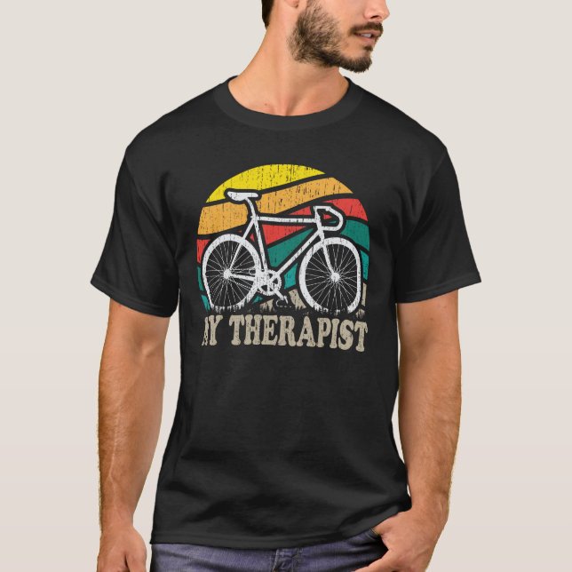 Mein Therapeut Funny Bike Rider Radfahrer  T-Shirt (Vorderseite)