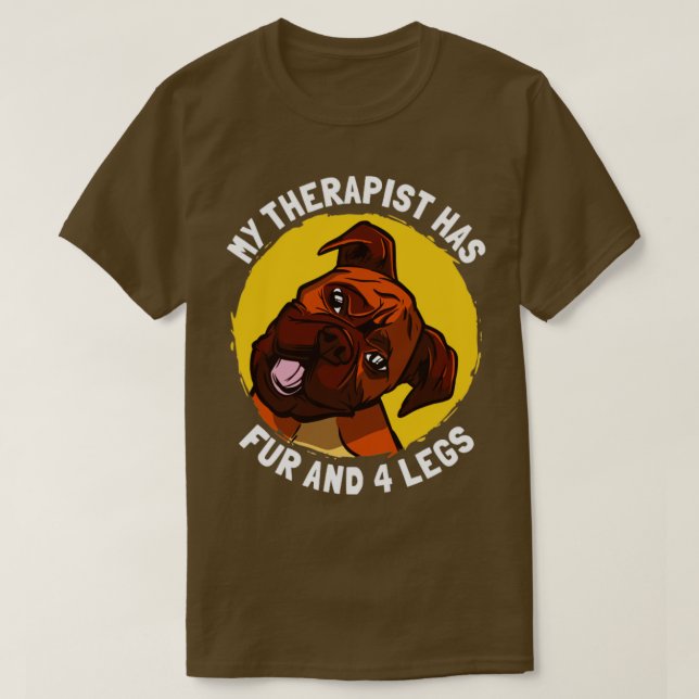 Mein Therapeut hat Fell und 4 Beine Boxer Hund T-Shirt (Design vorne)
