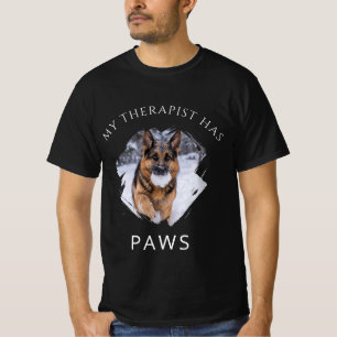 Mein Therapeut hat Pfoten Hund GSD Foto Schwarz T-Shirt