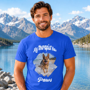 Mein Therapeut hat Pfoten Hunde-Foto königsblau T-Shirt