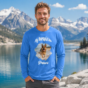 Mein Therapeut hat Pfoten Hunde-Foto königsblau Tri-Blend Shirt
