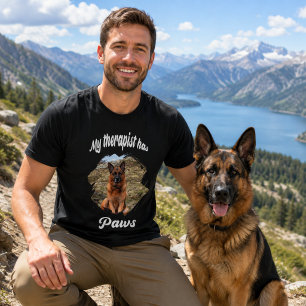 Mein Therapeut hat Pfoten Hunde-Foto schwarz T-Shirt