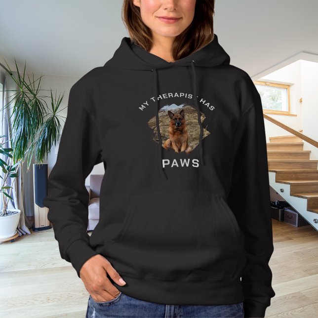 Mein Therapeut hat schwarzes Pfoten-Foto Hoodie (Von Creator hochgeladen)