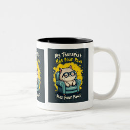 Mein Therapeut hat vier Pfoten Lustiger Katzenlieb Zweifarbige Tasse