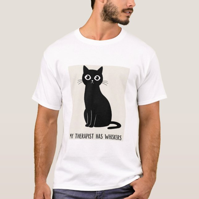 Mein Therapeut hat Whiskers Funny Cat T-Shirt (Vorderseite)