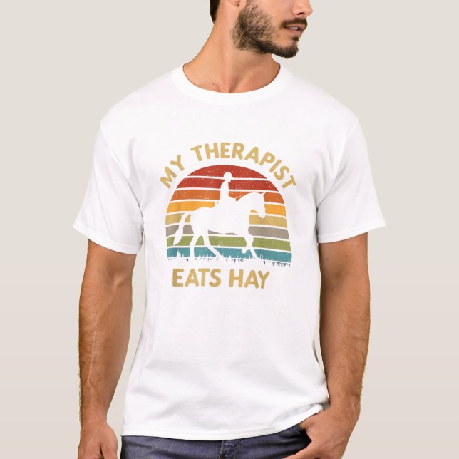 Mein Therapeut isst Hay Retro Horse Lover Rid T-Shirt (Vorderseite)