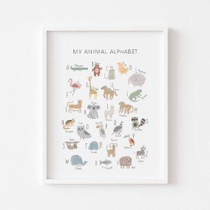 Mein tierisches Alphabet drucken Poster