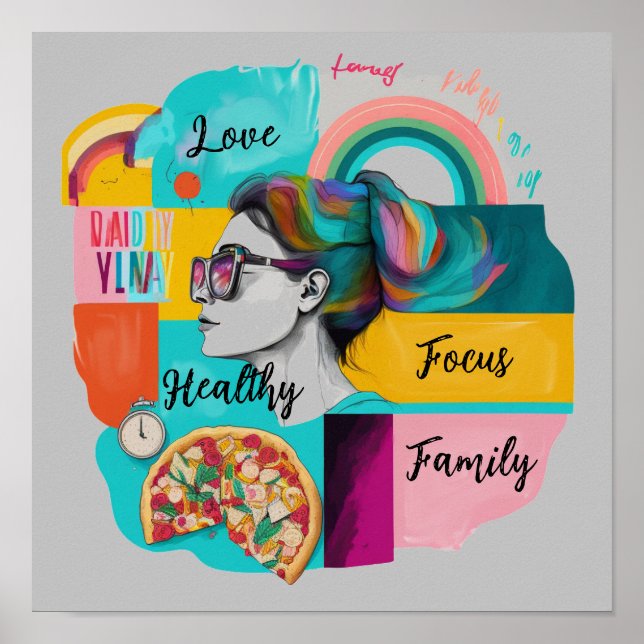 Mein Traumleben gestalten: Ein Grey-Vision-Board Poster (Vorne)