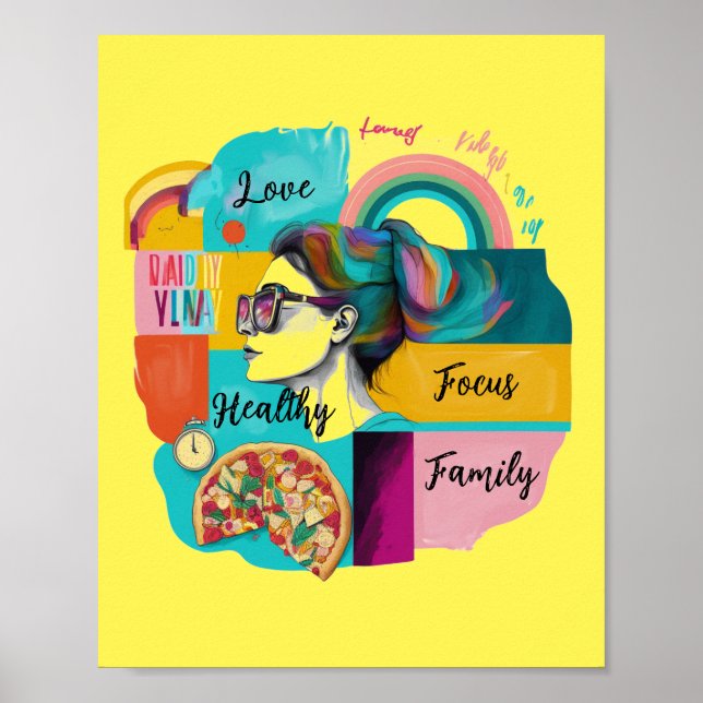 Mein Traumleben gestalten: Yellow Vision Board Poster (Vorne)