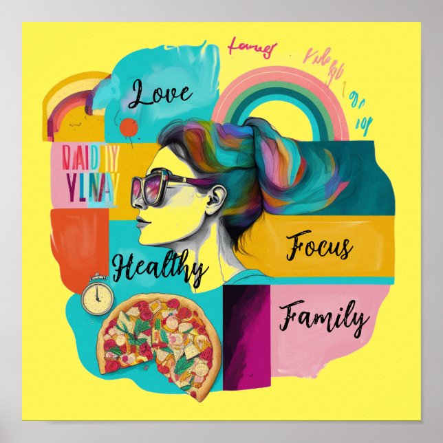 Mein Traumleben gestalten: Yellow Vision Board Poster (Vorne)