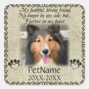 Mein treuer Freund Pet Beileid Custom Burlap Quadratischer Aufkleber