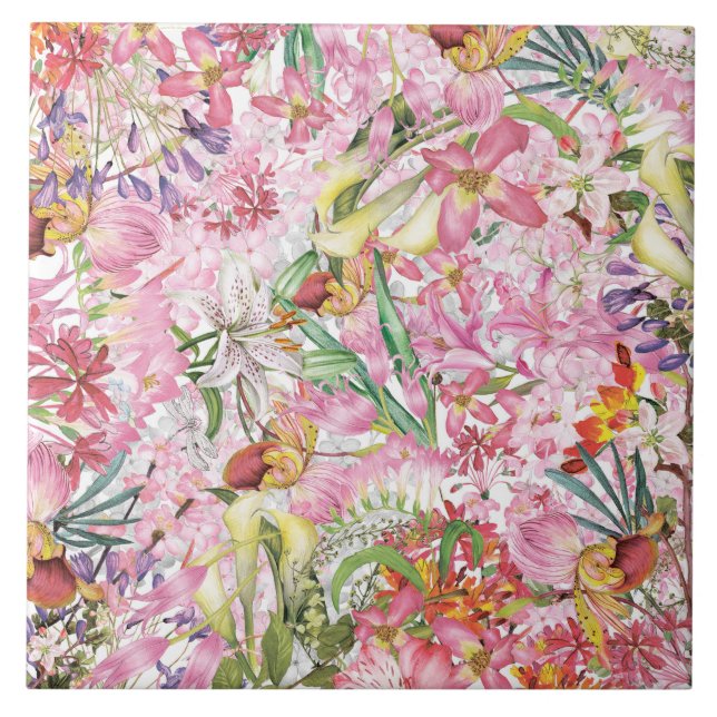 Mein tropischer, farbenfroher Garten mit exotische Fliese (Vorderseite)